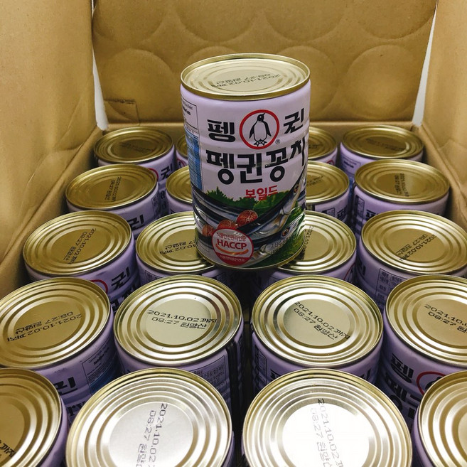 도매/업소용 펭귄 꽁치 1박스(400g x 24캔) 보일드 캔통조림, 24개, 400g