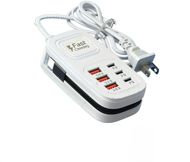6孔 USB 充電器, 3PD3USB A 白色, 1個
