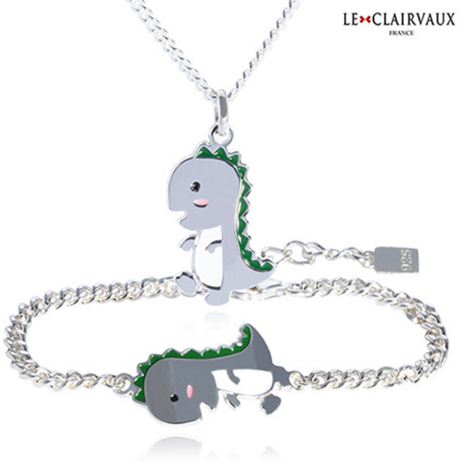 [르클레보] 아기공룡 미아방지 유아동 실버목걸이 팔찌 세트 SS9371, 9번 앨리슨체(한글불가), 배송에모에 각인할 이름 연락처 기재, 1개