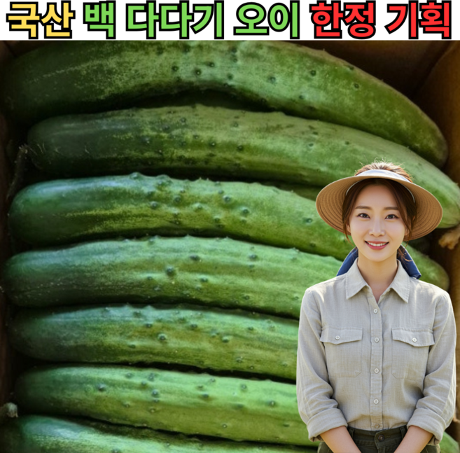 [신선국산] 재구매1위 산지직송 신선배송 국내산 오이 백다다기오이 Fresh Baekdadagi Cucumber, 1박스, 오이 3kg