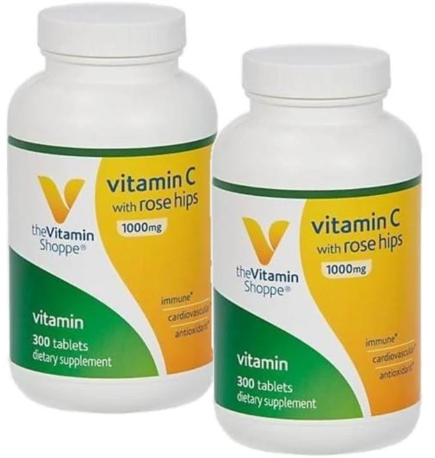 더비타민샵 비타민C 1000MG 로즈힙 The Vitamin Shoppe Vitamin C Rose Hips, 2개, 300정 - 쿠팡