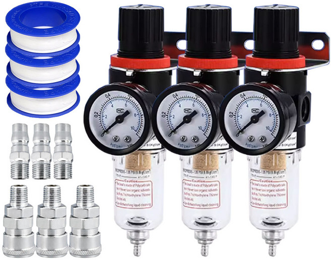 이안툴 에어 콤프레샤 수분제거 필터 압력조절기 카플러 테프론 AFR2000, 3세트