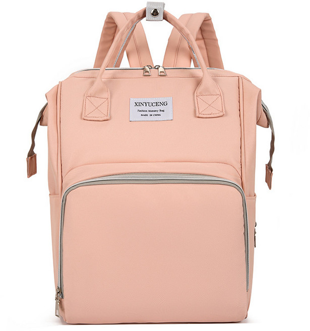 DFMEI 新款媽咪包純色媽咪包女大容量收納雙肩包多功能戶外帶娃母嬰包, 粉色