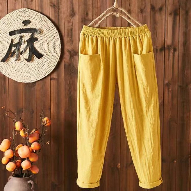 棉麻九分褲 女 夏季薄款 寬鬆 直筒褲