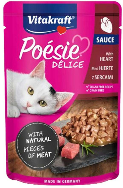 비타크래프트 포에시 델리소스 치킨하트 85g 고양이 주식 파우치, 1개