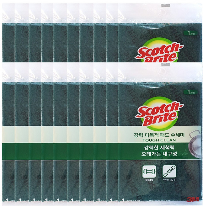 스카치브라이트 강력 다목적 패드 수세미 대형, 1개입, 20개