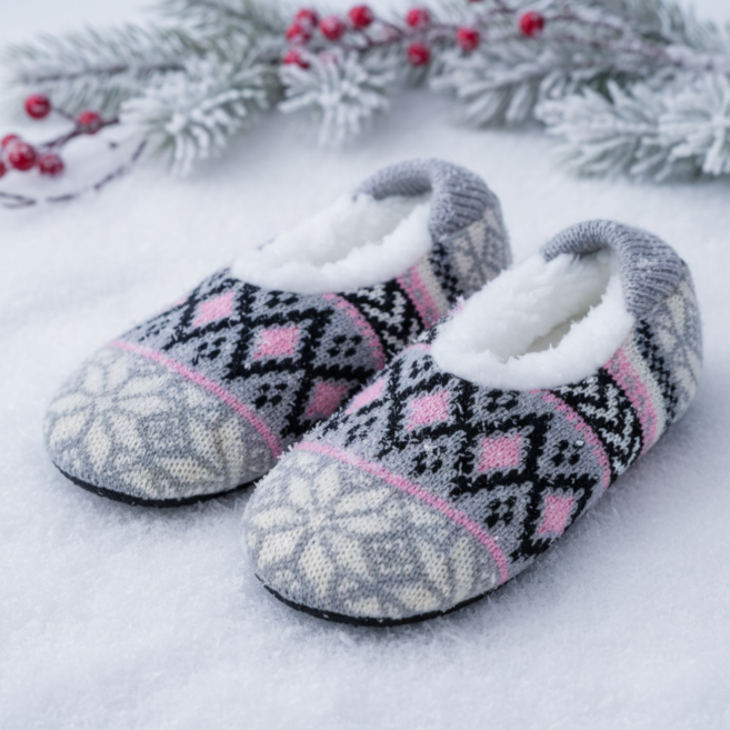 BDYP 따뜻한 실내 미끄럼방지 방한 털 덧신