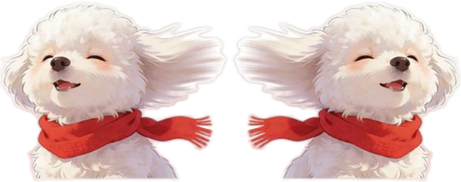 드라이브 댕댕이 차량용 흠집커버 강아지 자동차 스티커, 1세트, 비숑