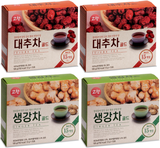 고향 생강차골드 195g*2개 + 대추차골드 195g*2개, 1개