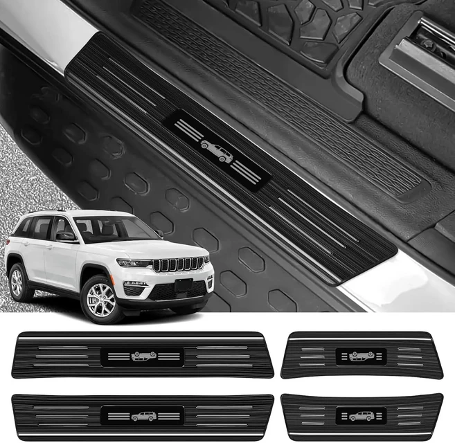 호환 지프 그랜드 체로키 L -2025 도어 씰 가드 과 호환 4 Pcs 스테인레스 스틸 도어 씰 프로텍터, 01 4 Pcs