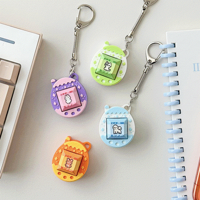 [다마고치 키우기] 키캡 클리커 키링 키보드 호환 청축, 1개, 그린 캣