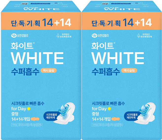 화이트 수퍼흡수 맥시슬림 중형 14+14p x2개, 28매입, 2개