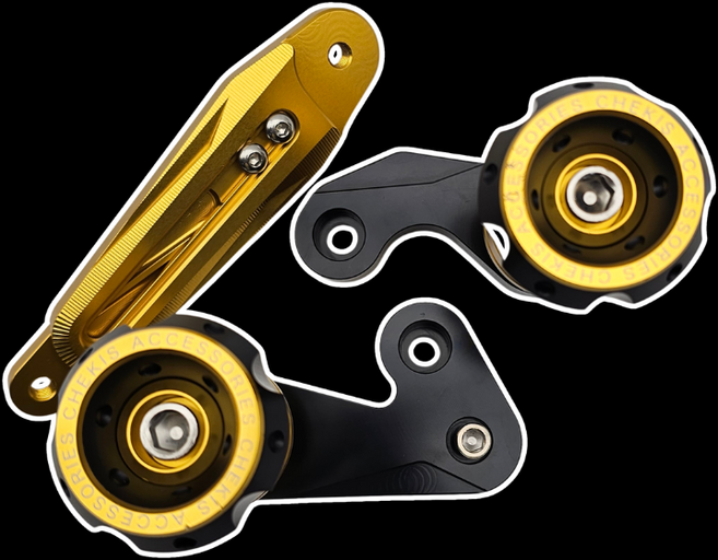 야마하 XMAX300 2025 2026 전용 길이조절 쌍발 머플러 슬라이더 체키스, 골드, 1개