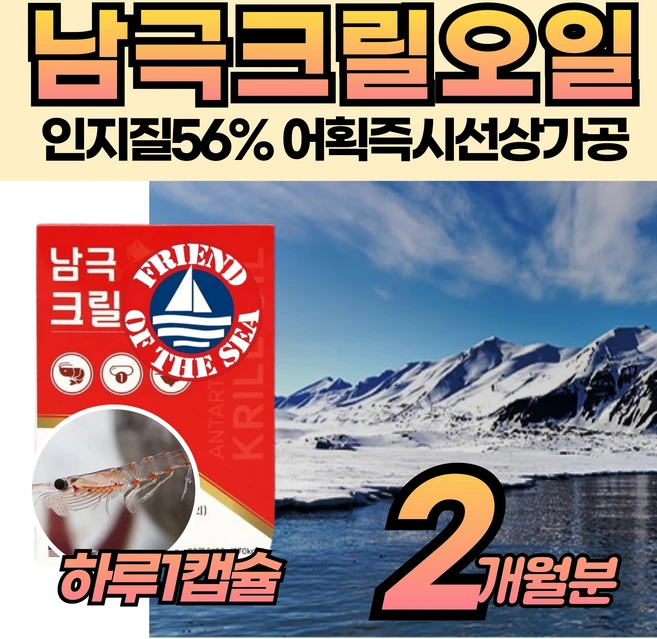 순수 남극크릴오일 첨가물없는 캡슐 건강 관리 좋은 크린오일 크일 기름 유 KRILL OIL 중년 중장년 남자 여자 노인 부모님 크릴새우 불포화지방산 풍부한 제품, 1개, 60회분 - 쿠팡