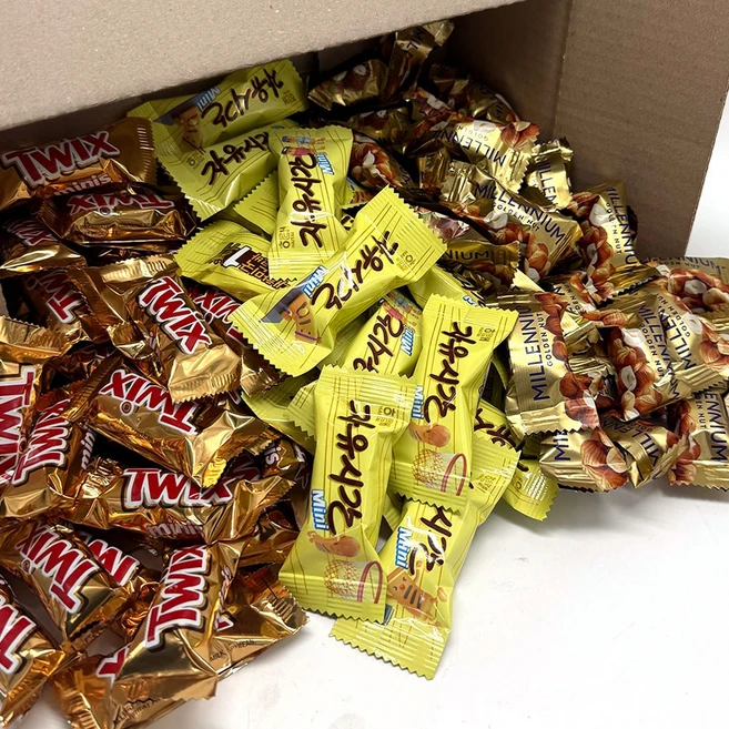 초코바 3종 자유시간 미니+트윅스 미니스+밀레니엄 골든너트 총60개 초콜릿 개별포장 - 쿠팡