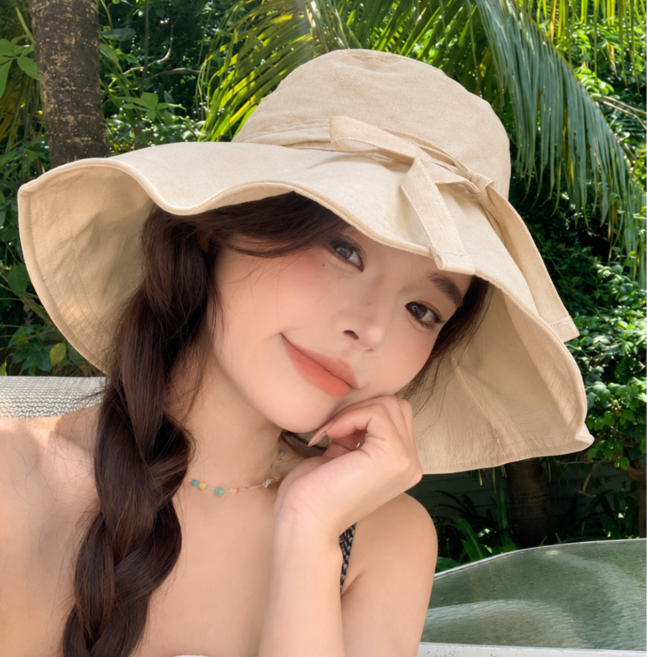 코코웨이 챙넓은 턱끈 벙거지모자 바스락 버킷햇