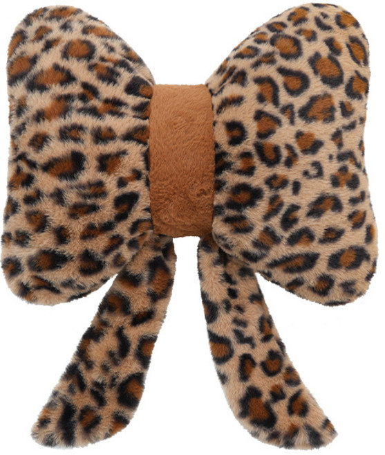 리본 등받이쿠션 부드럽고 편안하다 허리쿠션 모직 원단 소파쿠션 자동차허리쿠션 의자 허리쿠션 소파 장식품 (공주풍 디자인 정교한 리본), 41*31CM, 레오파드 프린트 활 허리 받침대