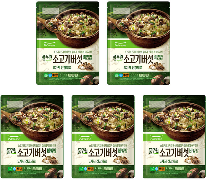 풀무원 소고기버섯비빔밥 424g 5봉 즉석비빔밥, 5개