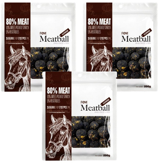 에프씨원 강아지 수제간식 미트볼 200g 말고기 80%, 3개