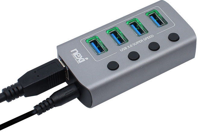 USB3.0 멀티허브 4포트 분배기 유전원 데이터 확장 PC 노트북 메모리 외장하드 키보드 마우스 연결, 1개