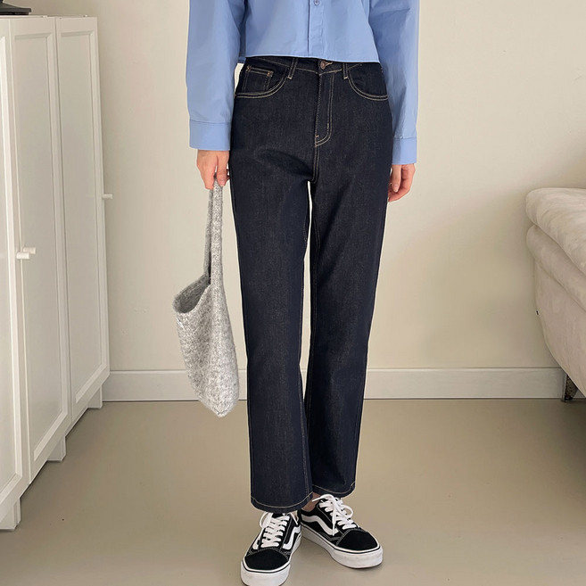 루나진 여성 논페이드 생지데님 이염방지 청바지 (2색상)