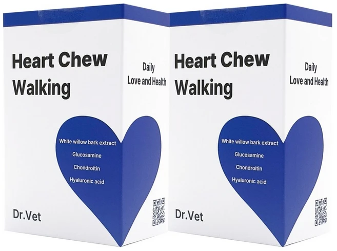 닥터벳 하트츄 워킹 강아지 천연 진통제 맛있게 씹어먹는 관절 통증 영양제, 30정, 뼈/관절강화, 2개 - 쿠팡