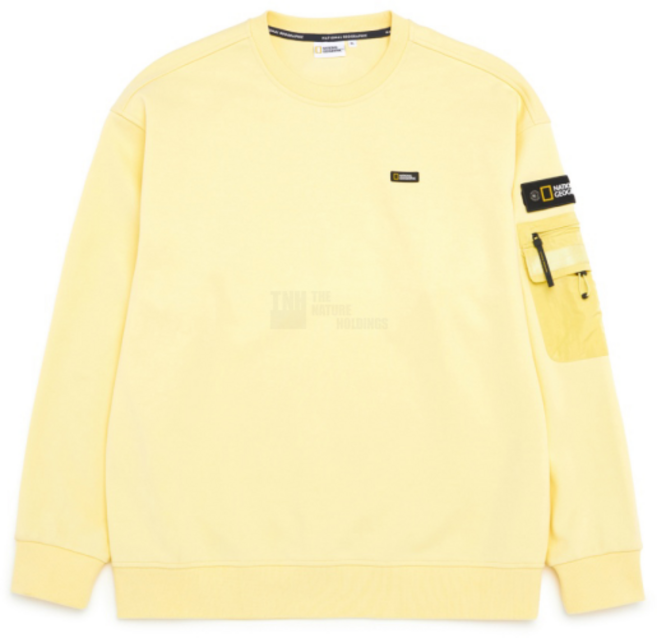내셔널지오그래픽 N231MSW070 세미 오버핏 소매 포켓 맨투맨 티셔츠 LEMON 516779