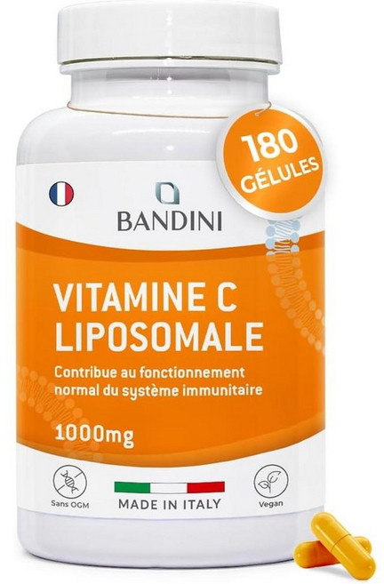 프랑스 반디니 Bandini Liposomal Vitamin C 리포조말 비타민C 1000mg 비건 캡슐, 4개, 180정