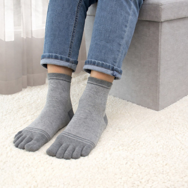 발렌티노크리스티 남성용 기능성 면100 특허 발가락양말 순면 포인트 줄무늬 중목 5켤레