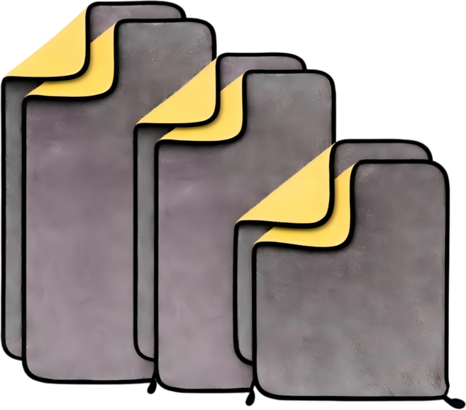 먼지없는 극세사 세차타월 세트 두툼한 드라잉타월 소형2p+중형2p+특대형2p, 1세트, 그레이