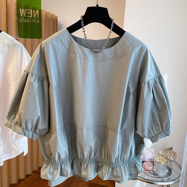 휠렉스 여성 루즈핏 반팔 라운드넥 블라우스 JA29