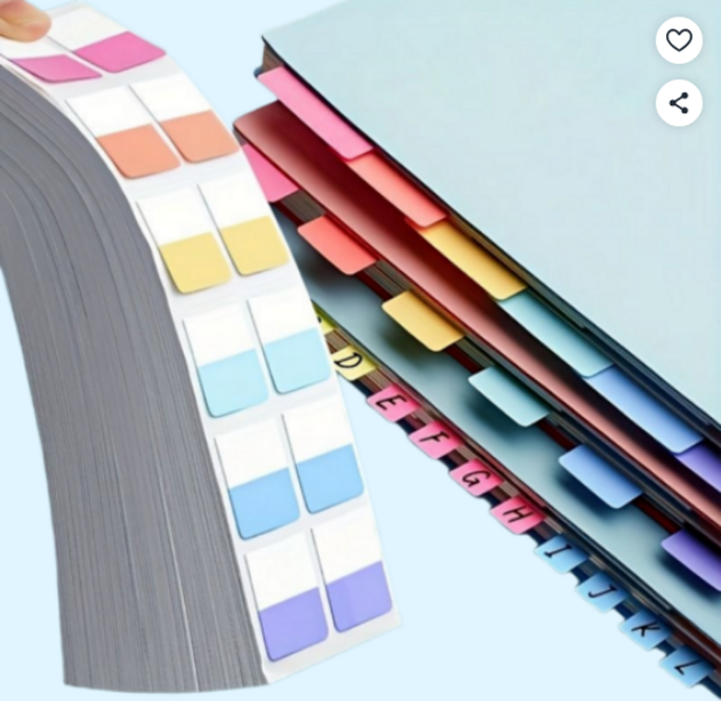 번지지 않는 네온컬러 인덱스 접착 메모지 120개입, 1세트, 핑크+오렌지+옐로우+스카이블루+블루+퍼플