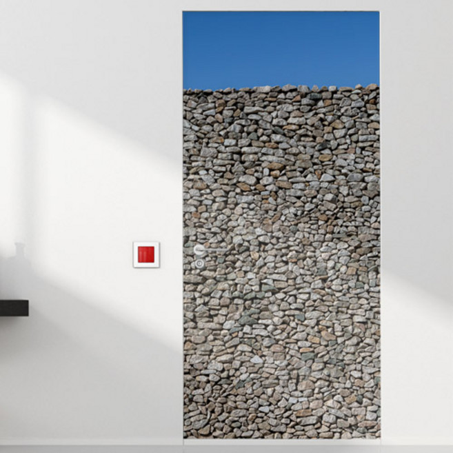 아트박스/꾸밈 te692-하늘아래돌담_현관문시트지, 단품없음