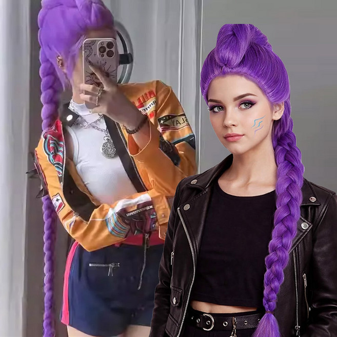 케이팝 댄스 가발 포니테일 영화 에니메이션 가발 할로윈 코스프레, 1개, 루미투인원-one color