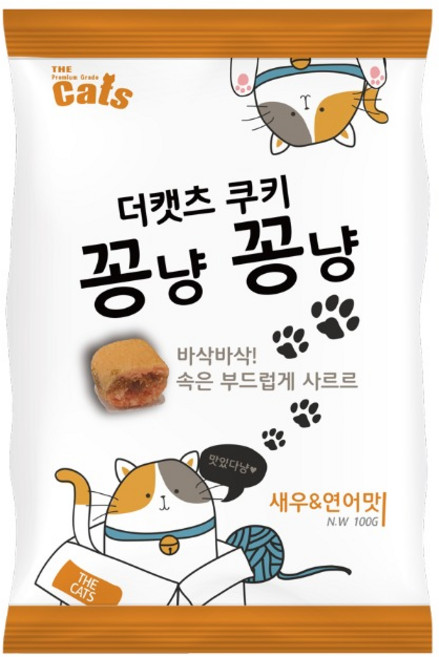 더캣츠 고양이 쿠키 꽁냥꽁냥 4종 100g x 4개, 혼합맛(새우/연어맛)