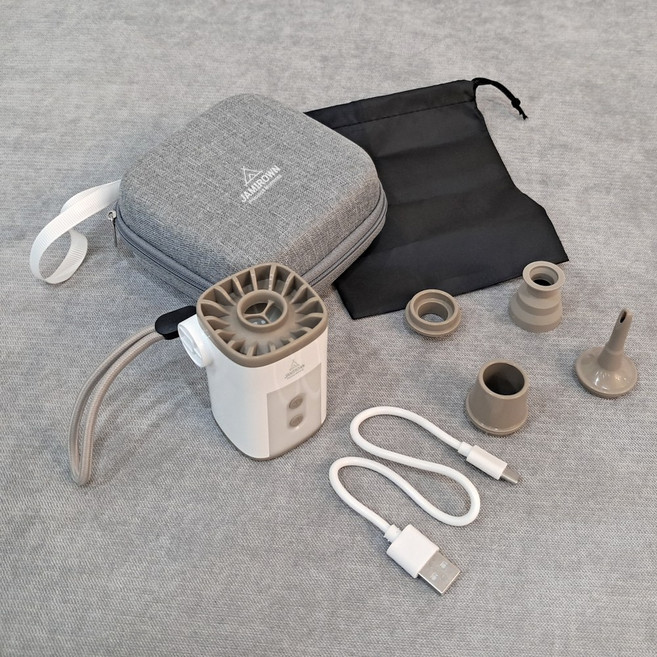 JAMIROWN 휴대용 미니 에어 펌프 캠핑용 튜브 바람 주입기 (케이스포함), 1개, 화이트