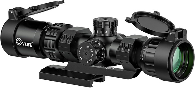CVLIFE 2-10x32 MPVO AO 소총 스코프잠금 포탑 포함 5단계 적색 및 녹색 조명 레티클 시차 조정 30mm 오프셋 스코프 마운트, CVX-1
