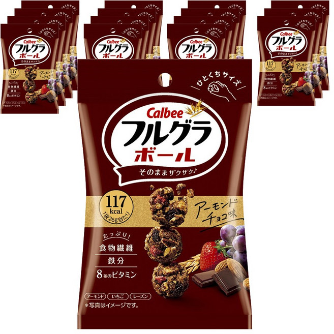 Calbee 卡樂比 水果穀物燕麥球 杏仁&草莓&巧克力口味, 16包, 26g