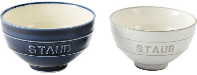 staub 스토우브 세라믹 「르 챠완 Meoto 세트 KOHIKI 화이트 M / 그랑 블루 L 일본제」부부 찻잔 밥 찻잔 세트 [일본 정규 판매품] Le Chawan 4050...