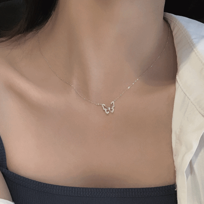 [925 Silver] 델리아 실버 하이엔드 나비 펜던트 목걸이