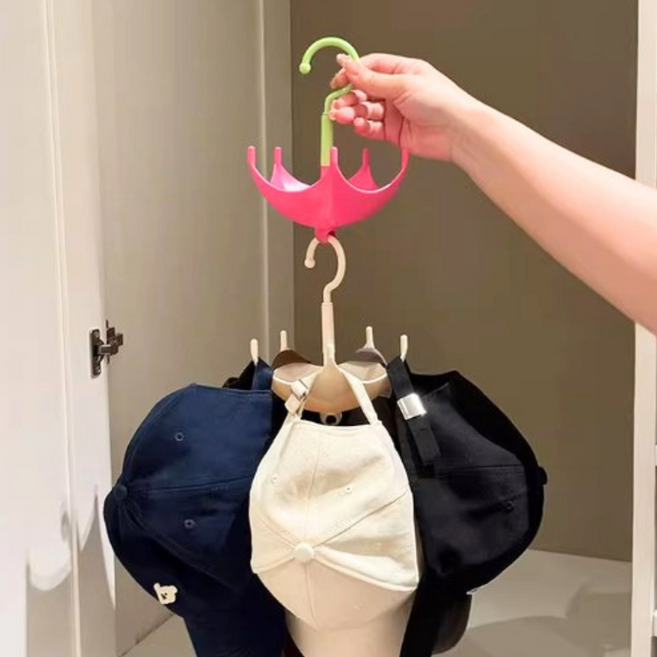 우산형 회전 옷걸이 360도 다용도 모자걸이 헹거 류앤코, 아이보리, 1개