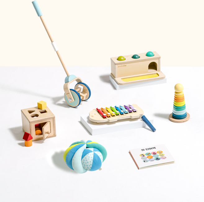 피카비 플레이키트 Growth 1 (13-15개월) 몬테소리교구 돌아기장난감, 7개, 원목