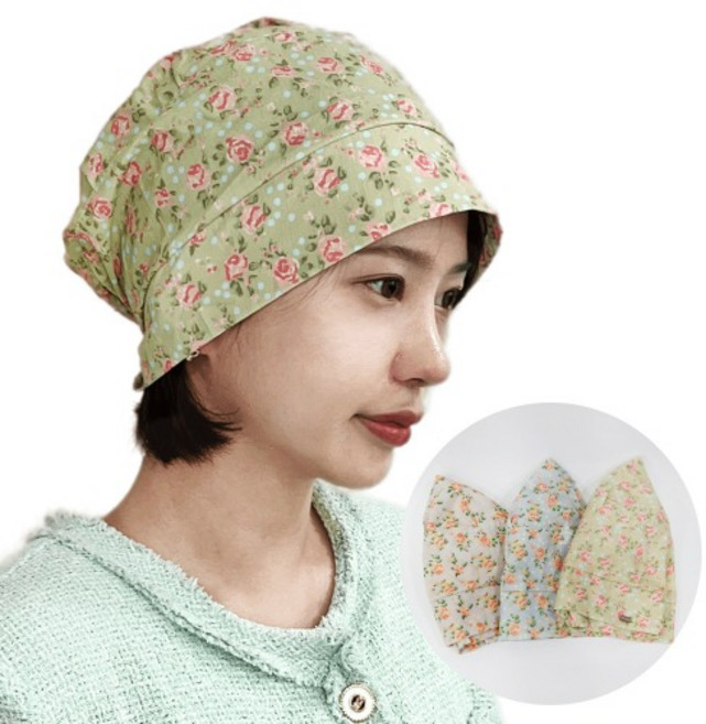 로즈비니 중년두건 주방 면소재 항암 병원 비니