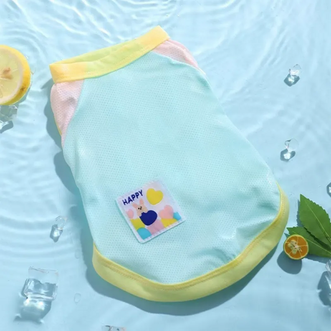 멍멍펫 강아지 애견 수영복 마카롱 레쉬가드 물놀이, 블루, 1개