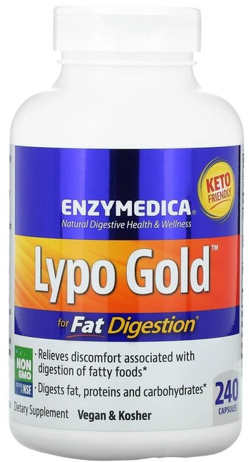 엔자이메디카 리포 골드 240베지캡슐 탄수화물 지방 단백질 분해효소 Carbohydrate 프로테아제 리파아제 Lipase 아밀라아제 아밀레이스 Amylase 아밀라제 베지테리언, 240정, 1개 - 쿠팡