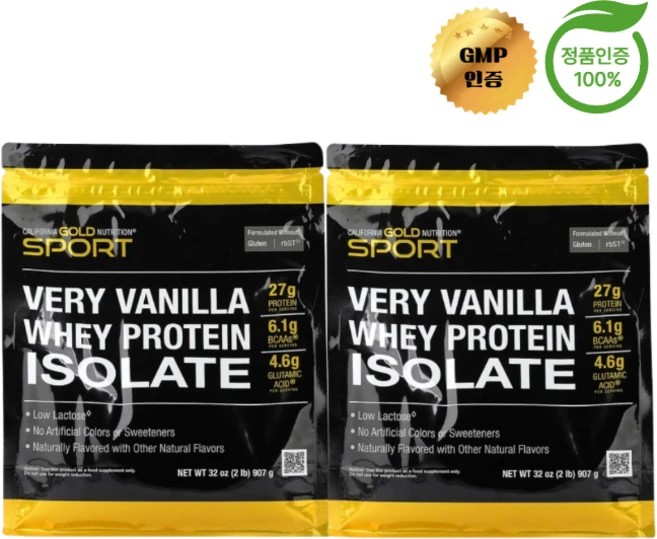 캘리포니아 골드 뉴트리션 2개X 스포츠 분리유청단백질 바닐라 맛 907g, 2개 - 쿠팡