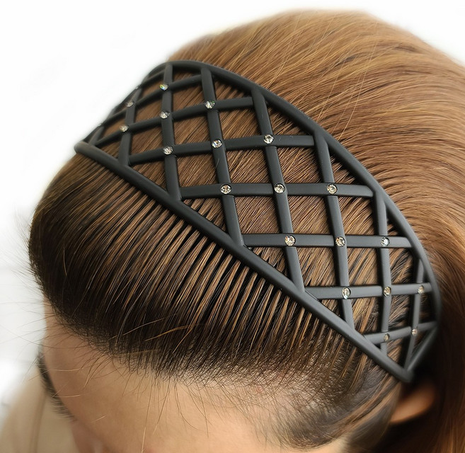 망사 큐빅 넓은 머리띠 헤어밴드 여자 여성 CORNET40 (블랙)