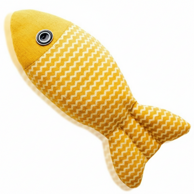 이지바이 반려동물 파닥파닥 생선 장난감, 1개, 노란색