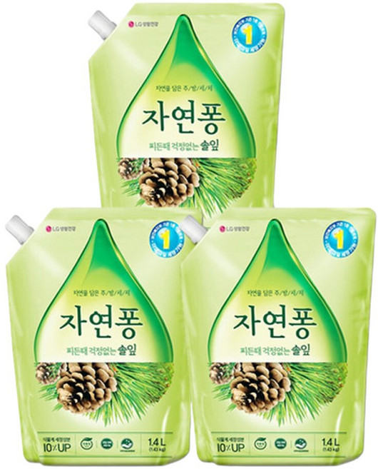 주방세제 / 자연퐁 솔잎 주방세제 1.4kg x 3개, 1.4L