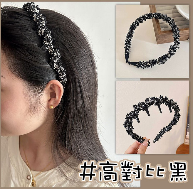 人魚朵朵 韓系帶齒髮箍 布藝防滑可調式頭箍 瀏海洗臉兩用 高彈性不夾髮